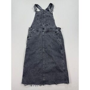 Gap Denim Midi Overalls Dress Women's Medium Black Distressed Adjustable Straps